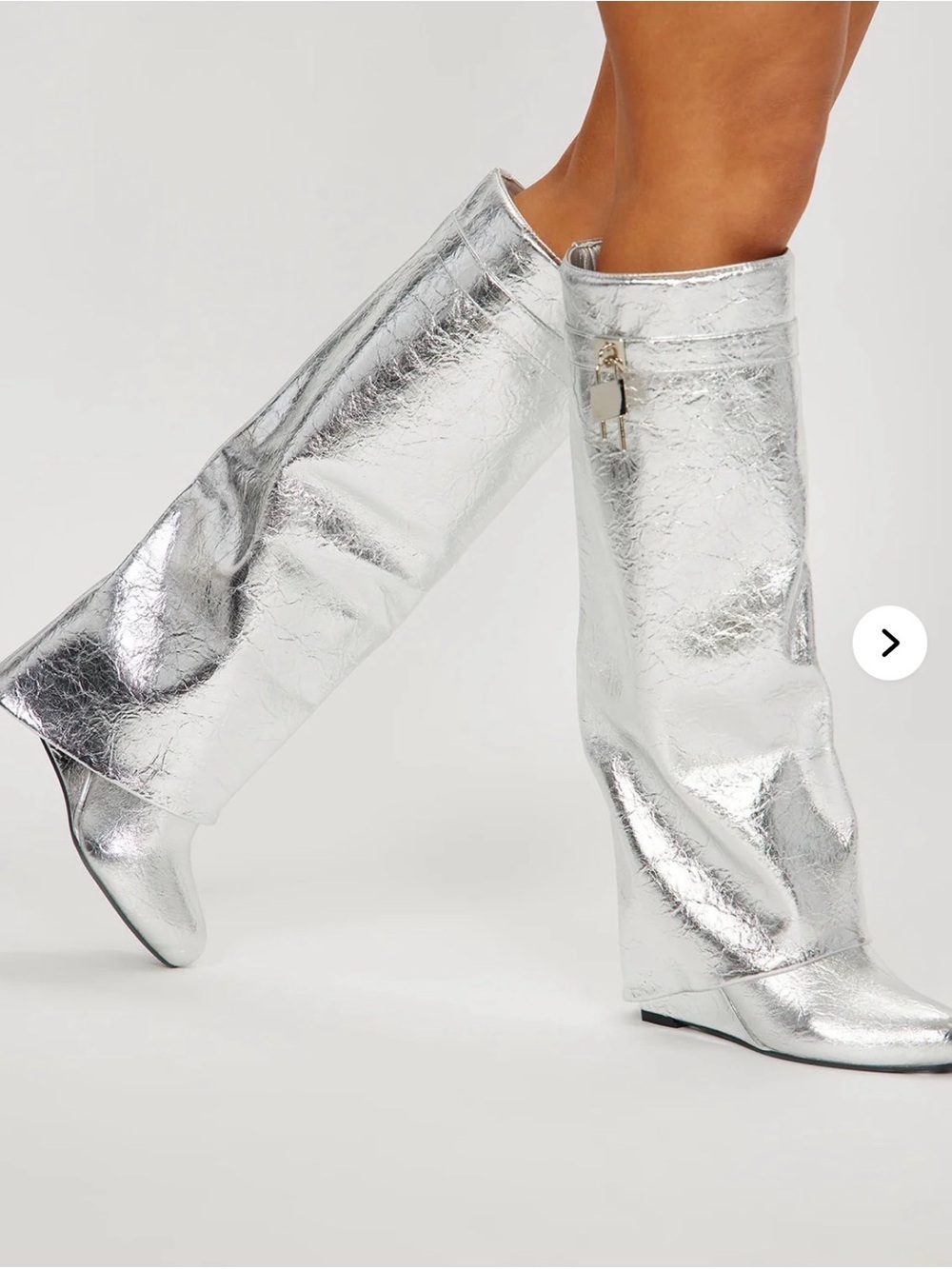 NWOB Fashion Nova | Ultimate Flirt Overlay Boots - Silver